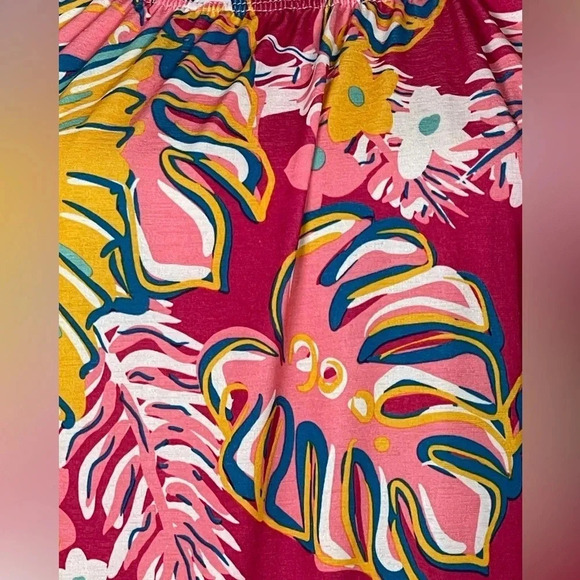 Simply Southern Pink Leaf Bird Print Tunic Dress Small New - Picture 6 of 13